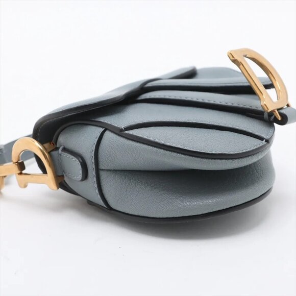 Christian Dior Saddle Micro Leather 2 Way Handbag Blue - Picture 4 of 13